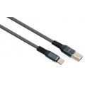 Vinga Дата кабель USB 2.0 AM to Type-C 1m flat nylon gray Vinga (VCPDCTCFNB1GR)