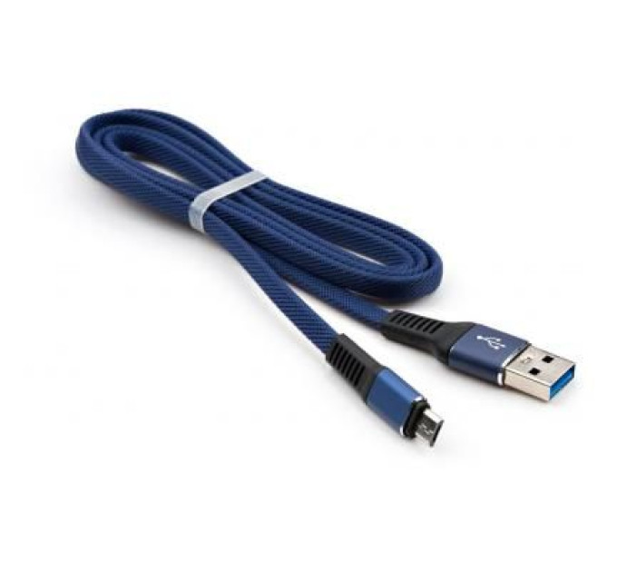 Vinga Дата кабель USB 2.0 AM to Micro 5P 1m flat nylon blue Vinga (VCPDCMFNB1B)
