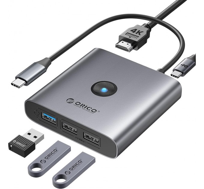 Orico Концентратор USB Type-C Orico FAX3-5P-GY-EP Grey (CA914227)
