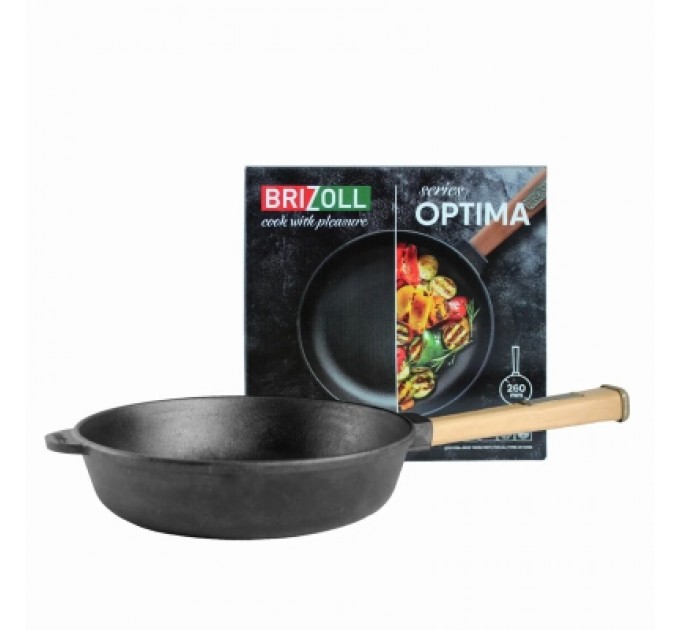 Сковорода Brizoll Optima чавунна з ручкою 260х60 мм (O2660-P)