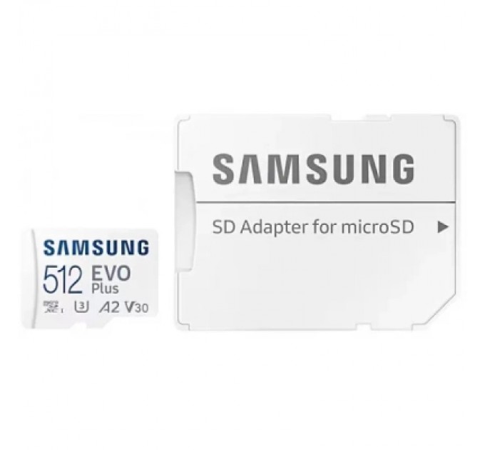 Карта пам'яті Samsung 512 GB microSDXC Class 10 UHS-I U3 V30 A2 EVO Plus+SD Adapte (MB-MC512SA/EU)
