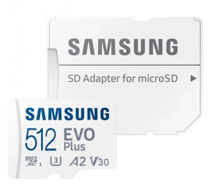 Карта пам'яті Samsung 512 GB microSDXC Class 10 UHS-I U3 V30 A2 EVO Plus+SD Adapte (MB-MC512SA/EU)