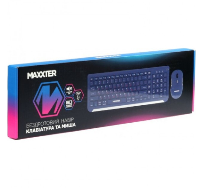Maxxter Комплект Maxxter KMS-WCM-01BL-UA Wireless UA Blue (KMS-WCM-01BL-UA)