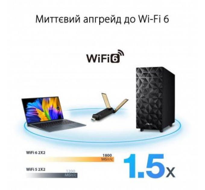 Мережева карта Wi-Fi ASUS USB-AX56 AX1800 USB 3.0 WPA3 MU-MIMO OFDMA (USB-AX56)