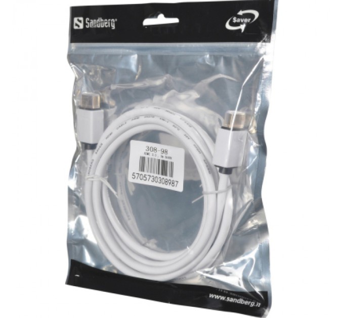 Sandberg Кабель мультимедійний HDMI to HDMI 2.0m 2.0 white Sandberg (308-98)
