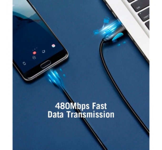Vention Дата кабель USB 2.0 AM to Micro 5P 0.5m Black Vention (VAS-A08-B050)