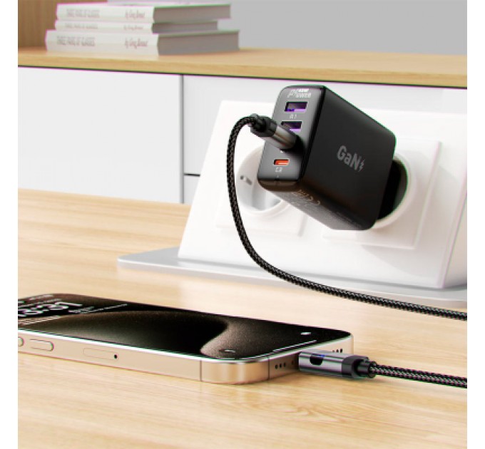 Дата кабель USB-C to USB-C 1.2m 60W digital display C15-03 Black Acefast (6974316283720)