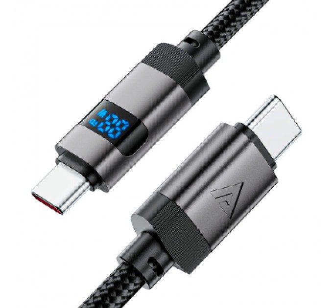 Дата кабель USB-C to USB-C 1.2m 60W digital display C15-03 Black Acefast (6974316283720)