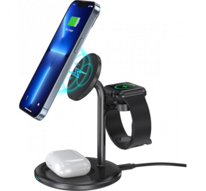 Choetech Зарядний пристрій Choetech 15W 3-in-1 Magnetic Wireless Fast Charger black (T585-F-101-CCBK)