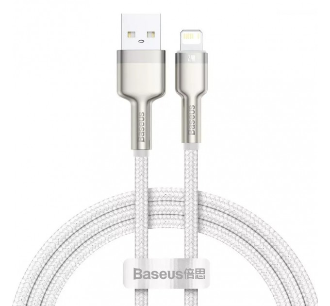 Baseus Кабель Baseus Cafule Metal USB-Lightning, 2.4A, 1м White (6953156202252)