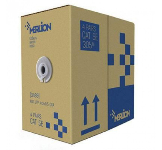 Кабель мережевий Merlion UTP 305м КВП (4*2*0,50) 4Р 24AWG [СCA] (03489)