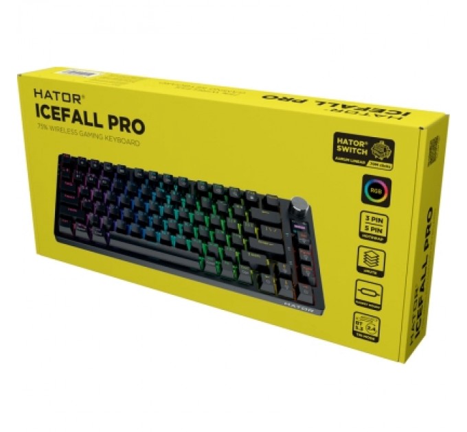 Hator Клавіатура Hator Icefall Pro Wireless/Bluetooth/USB Black (HTK450UA)