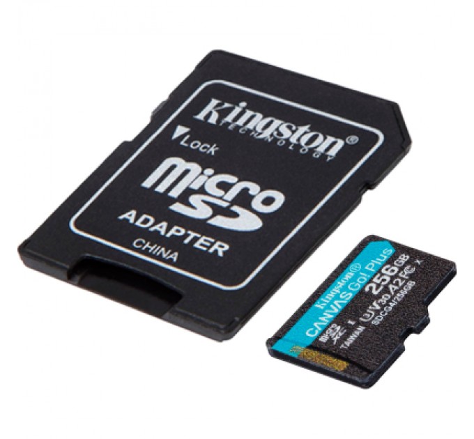 Kingston Карта пам'яті Kingston 256GB microSDXC сlass 10 UHS-I U3 V30 A2 Canvas Go Plus G4 (SDCG4/256GB)