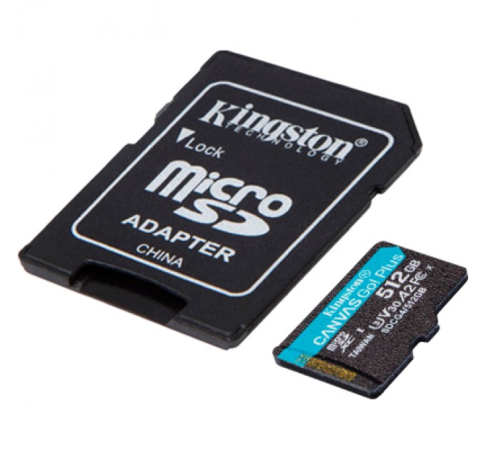 Kingston Карта пам'яті Kingston 512GB microSDXC сlass 10 UHS-I U3 V30 A2 Canvas Go Plus G4 (SDCG4/512GB)