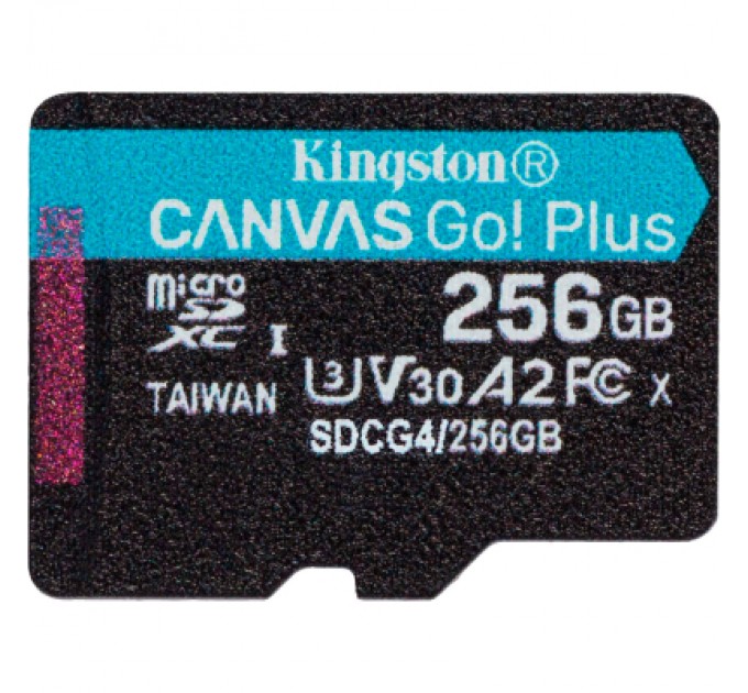 Kingston Карта пам'яті Kingston 256GB microSDXC сlass 10 UHS-I U3 V30 A2 Canvas Go Plus G4 (SDCG4/256GBSP)