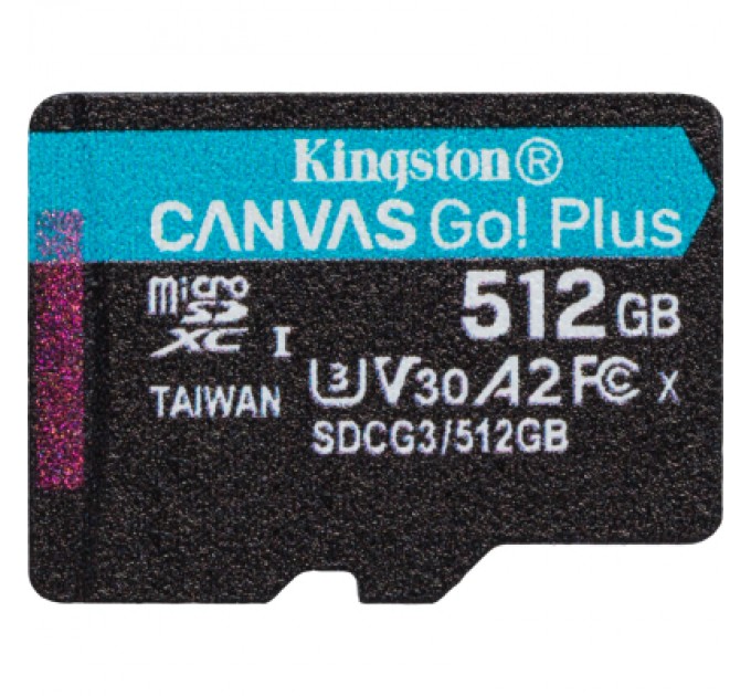 Kingston Карта пам'яті Kingston 512GB microSDXC сlass 10 UHS-I U3 V30 A2 Canvas Go Plus G4 (SDCG4/512GBSP)
