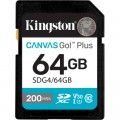 Kingston Карта пам'яті Kingston 64GB SDXC сlass 10 UHS-I U3 V30 Canvas Go Plus G4 (SDG4/64GB)