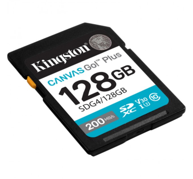 Kingston Карта пам'яті Kingston 128GB SDXC сlass 10 UHS-I U3 V30 Canvas Go Plus G4 (SDG4/128GB)