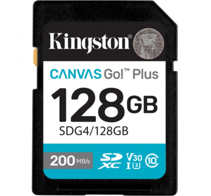 Kingston Карта пам'яті Kingston 128GB SDXC сlass 10 UHS-I U3 V30 Canvas Go Plus G4 (SDG4/128GB)
