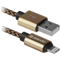 Defender Дата кабель USB 2.0 AM to Lightning 1.0m gold Defender (87806)