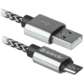Defender Дата кабель USB 2.0 AM to Micro 5P 1.0m USB08-03T PRO white Defender (87803)