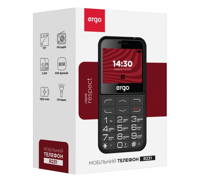 Ergo Мобiльний телефон Ergo R231 Dual Sim Black