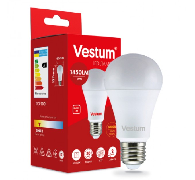 Vestum Лампочка Vestum LED A65 15W 3000K 220V E27 (1-VS-1102)