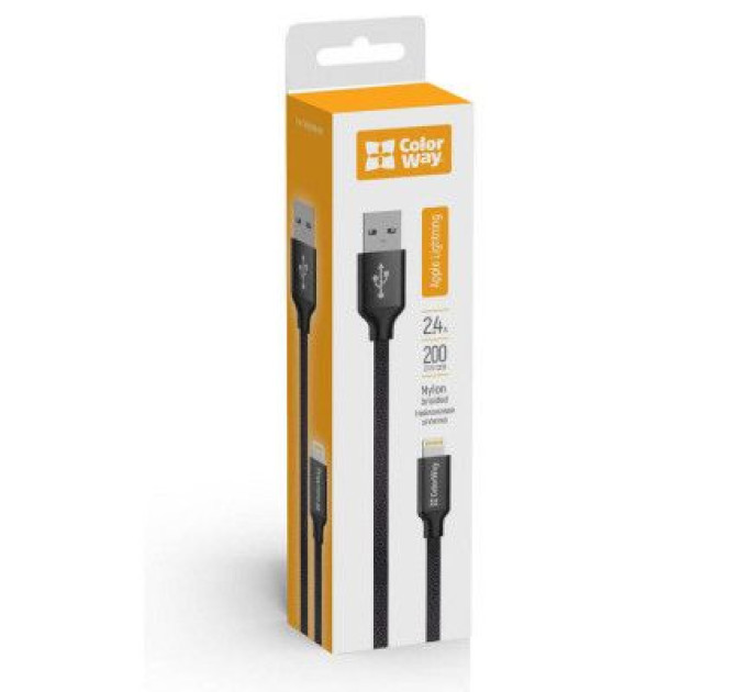 ColorWay Дата кабель USB 2.0 AM to Lightning 2.0m black ColorWay (CW-CBUL007-BK)