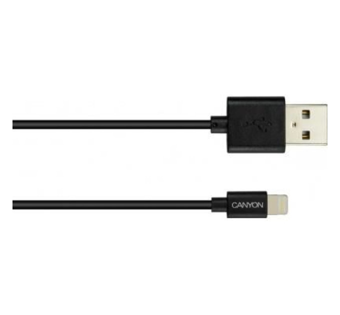 Canyon Дата кабель USB 2.0 AM to Lightning 1.0m MFI Black Canyon (CNS-MFICAB01B)