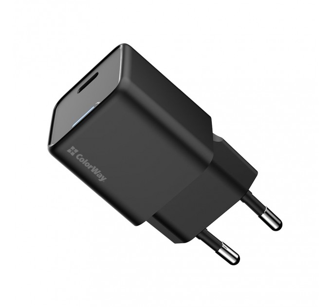 ColorWay Мережевий зарядний пристрій ColorWay GaN Mini 25W PD Port PPS USB-C Black (CW-CHS052PD-BK)