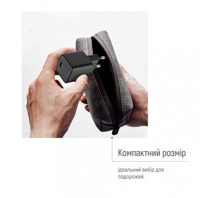 ColorWay Мережевий зарядний пристрій ColorWay GaN Mini 25W PD Port PPS USB-C Black (CW-CHS052PD-BK)