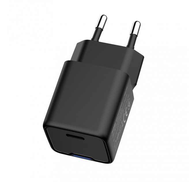 ColorWay Мережевий зарядний пристрій ColorWay GaN Mini 25W PD Port PPS USB-C Black (CW-CHS052PD-BK)