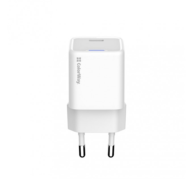 ColorWay Мережевий зарядний пристрій ColorWay GaN Mini 25W PD Port PPS USB-C White (CW-CHS052PD-WT)