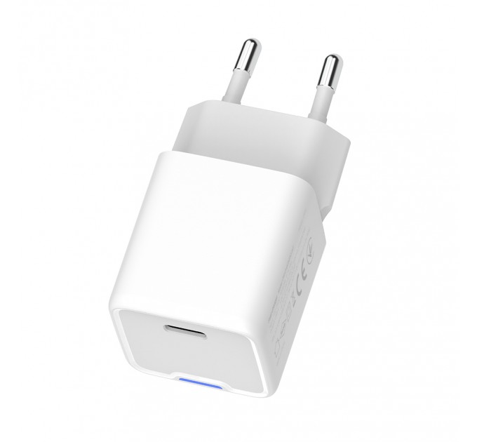 ColorWay Мережевий зарядний пристрій ColorWay GaN Mini 25W PD Port PPS USB-C White (CW-CHS052PD-WT)