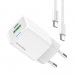 Мережевий зарядний пристрій ColorWay GaN Mini 30W PD Port PPS USB (Type-C PD + USB QC4.0) White (CW-CHS053PDC-WT) + кабель USB Type-C