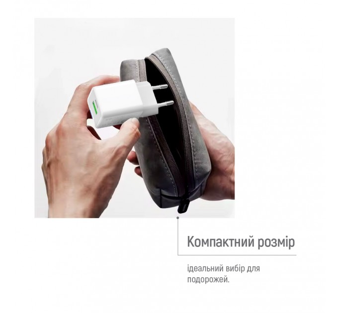 ColorWay Мережевий зарядний пристрій ColorWay GaN Mini 35W PD Port PPS USB (Type-C PD + USB QC4.0) White (CW-CHS055PDC-WT) + кабель USB Type-C