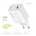Мережевий зарядний пристрій ColorWay GaN Mini 45W PD Port PPS USB-C White (CW-CHS057PD-WT)