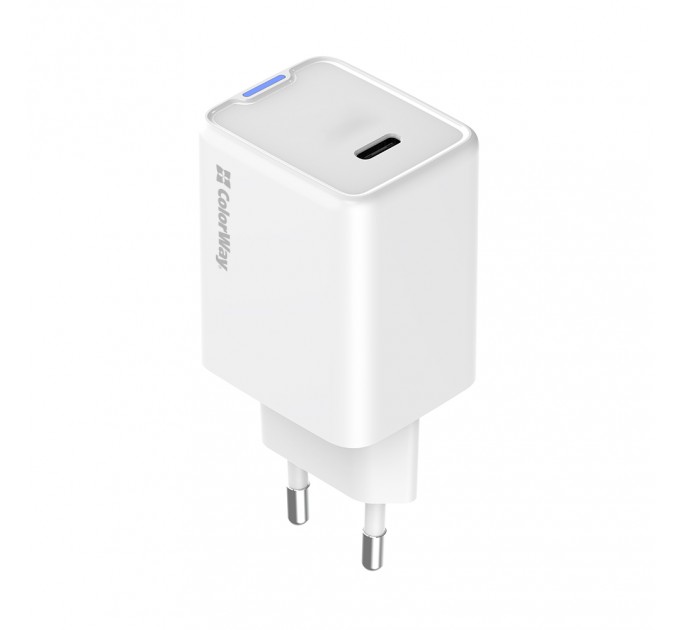 Мережевий зарядний пристрій ColorWay GaN Mini 45W PD Port PPS USB-C White (CW-CHS057PD-WT)