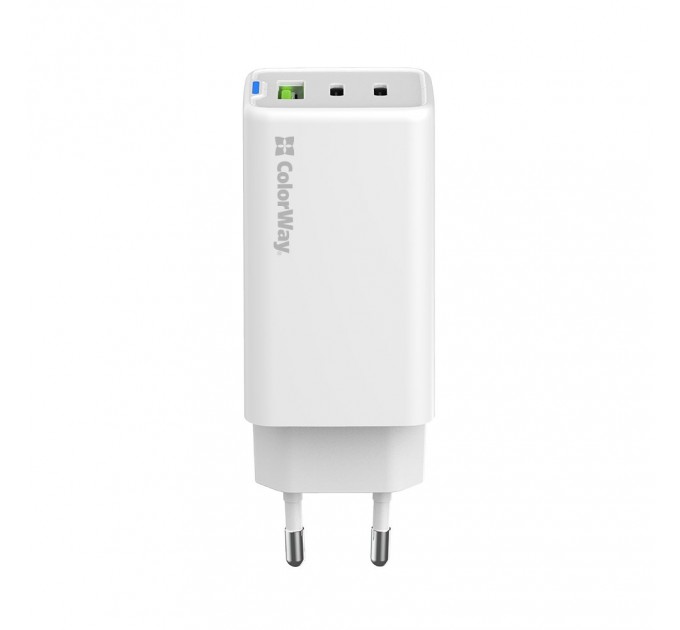 ColorWay Мережевий зарядний пристрій ColorWay GaN Mini 65W PD Port PPS USB (USB-2C1A) White (CW-CHS058PD-WT)