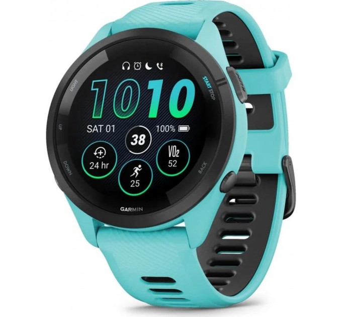 Garmin Смарт-годинник Garmin Forerunner 265 Black Bezel with Aqua Case and Aqua/Black Silicone Band (010-02810-52)