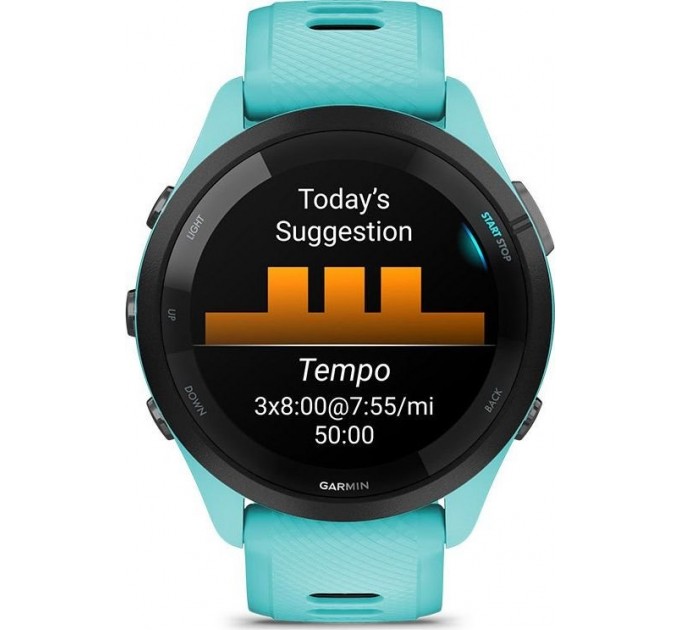 Garmin Смарт-годинник Garmin Forerunner 265 Black Bezel with Aqua Case and Aqua/Black Silicone Band (010-02810-52)