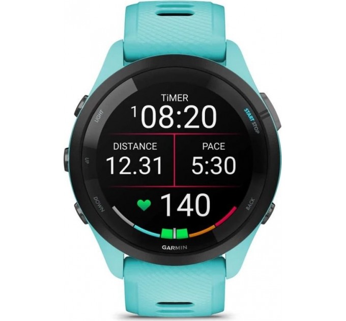 Garmin Смарт-годинник Garmin Forerunner 265 Black Bezel with Aqua Case and Aqua/Black Silicone Band (010-02810-52)