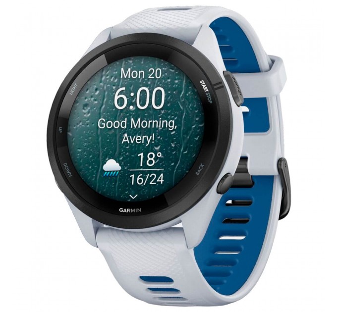 Garmin Смарт-годинник Garmin Forerunner 265 Black Bezel with Whitestone Case and Whitestone/Tidal Blue Silicone Band (010-02810-51)