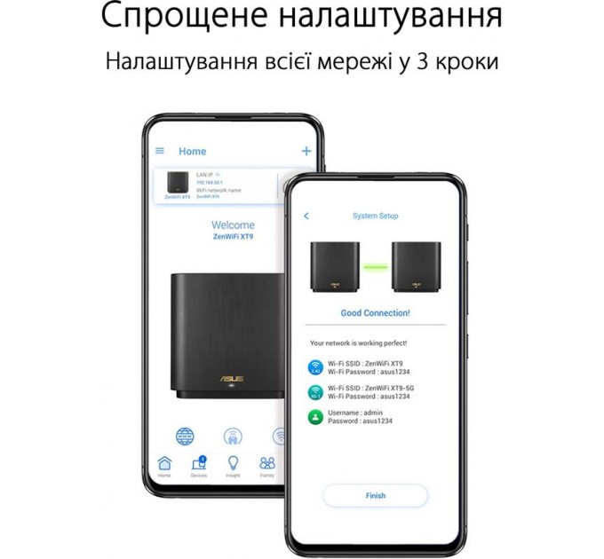 Wi-Fi Mesh система Asus ZenWiFi XT9 1pk Black (90IG0740-MO3B50)