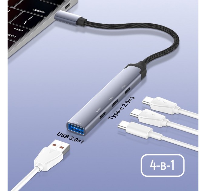 ColorWay Концентратор СolorWay USB-C 4-в-1 USB-C2.0х3/USB3.0 (CW-HUB07)