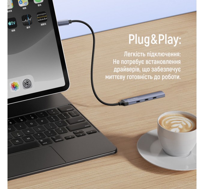 ColorWay Концентратор СolorWay USB-C 4-в-1 USB-C2.0х3/USB3.0 (CW-HUB07)