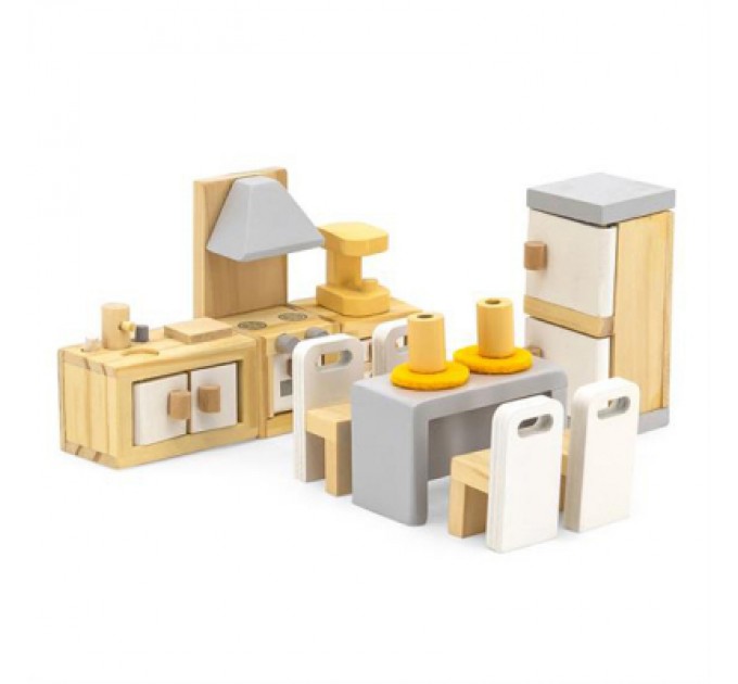 Ігровий набір Viga Toys Дерев'яні меблі для ляльок PolarB Кухня і їдальня (44038)