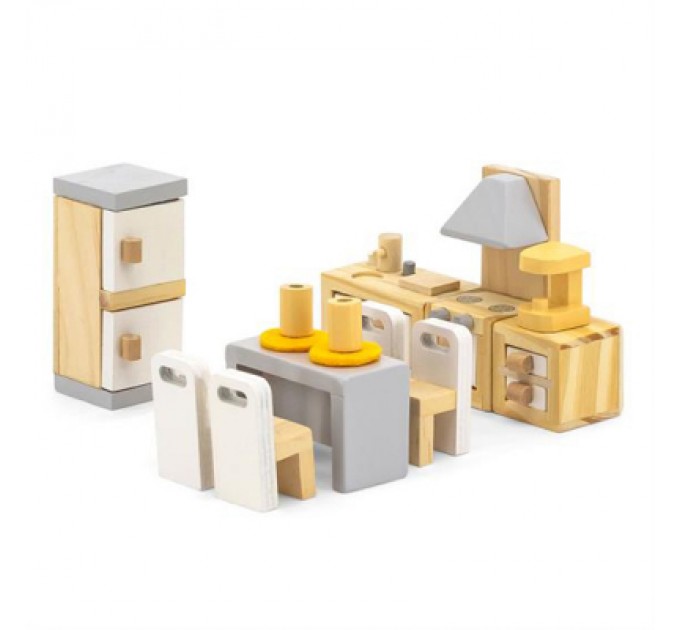 Ігровий набір Viga Toys Дерев'яні меблі для ляльок PolarB Кухня і їдальня (44038)