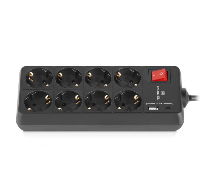 REAL-EL Фільтр живлення REAL-EL RS-Protect 805 3м Black (EL122300043)