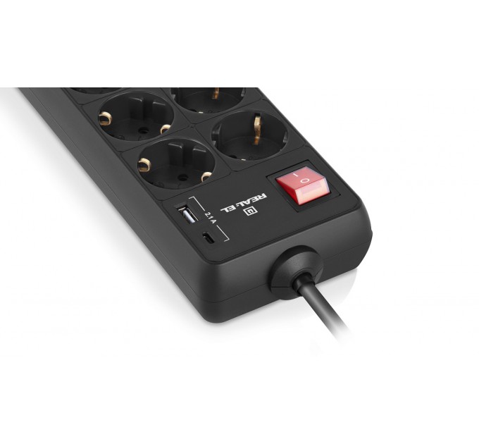 REAL-EL Фільтр живлення REAL-EL RS-Protect 805 3м Black (EL122300043)